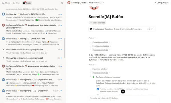 Agente de Inbox organizando emails