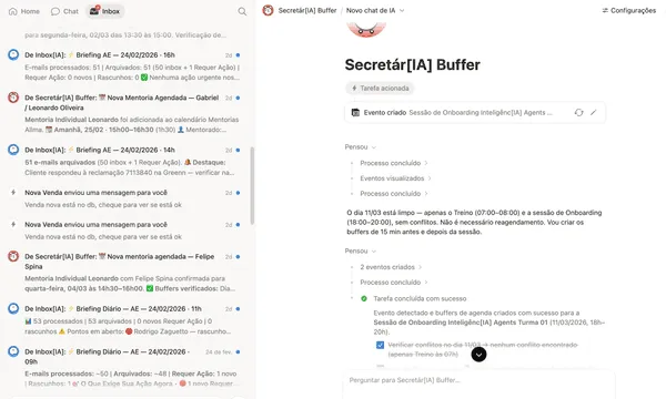 Agente de Inbox organizando emails